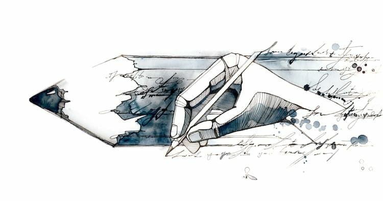 pencil drawing of a hand writing - how to become a better writer